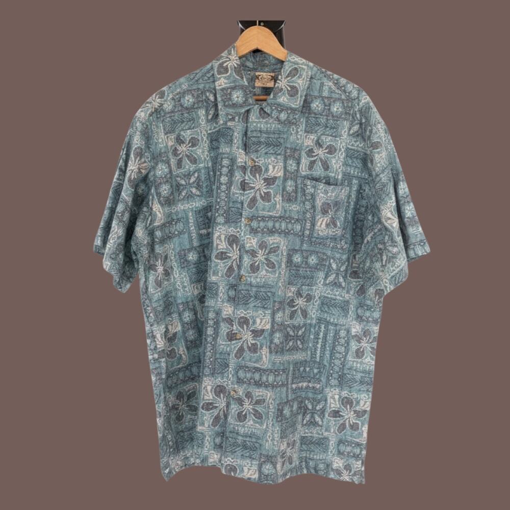 Go Barefoot Hawaiian Shirt | Blue Tropical Print | Size 2XL | Vintage
